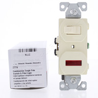 Cooper #277A Almond Pilot Light Toggle Wall Switch Single Pole Control 15A 120V
