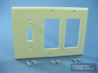 Leviton Ivory 3-Gang 2 Decora & 1 Toggle Switch Cover Wallplate GFCI GFI 80431-I