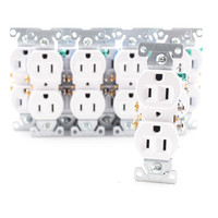 10 Cooper White Residential Duplex Outlet Receptacles NEMA 5-15R 15A 125V 270W