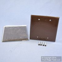 2 Leviton Brown 2-Gang Blank Unbreakable Wallplate Nylon Plastic Covers 80725