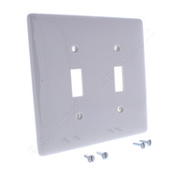 Hubbell Gray 2-Gang UNBREAKABLE Mid-Size Toggle Switch Plate Cover Wallplate NPJ2GY