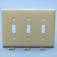 Hubbell Gray 3-Gang UNBREAKABLE Mid-Size Toggle Switch Plate Cover Wallplate NPJ3GY