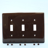 Hubbell Brown 3-Gang UNBREAKABLE Mid-Size Toggle Switch Plate Cover Wallplate NPJ3