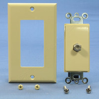 Leviton Ivory Decora 1-Gang F-Type Coaxial Cable Jack Insert Wallplate C2448-I