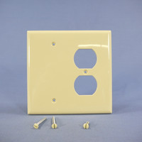Cooper Mid-Size Ivory Unbreakable Blank Receptacle Combo Cover Wallplate PJ138V