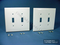 2 Leviton White 2-Gang Midway UNBREAKABLE Toggle Switch Cover Wallplates PJ2-W