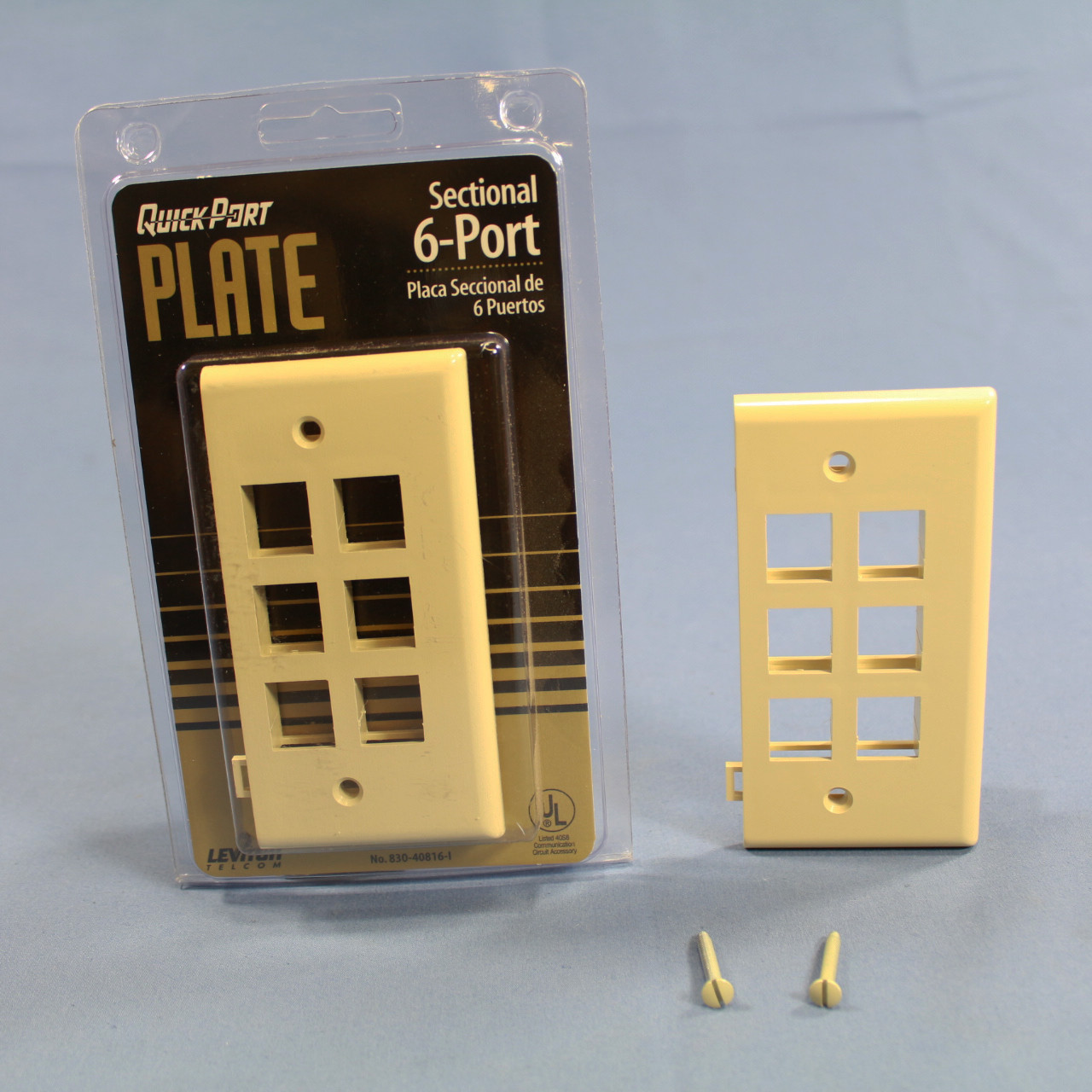 🏠 2 Leviton Ivory 1Gang Quickport 6Port End Sectional Thermoplastic Wallplate Covers 40816I