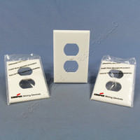 3 Cooper White Mid-Size 1-Gang Unbreakable Receptacle Nylon Wallplate Outlet Covers PJ8W