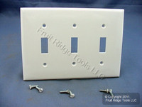 New Leviton Unbreakable White 3-Gang Switch Cover Wall Plate Switchplate 80711-W