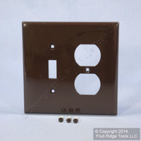 Leviton Brown 2-Gang LARGE Midway Nylon UNBREAKABLE Switch Cover Outlet Wallplate PJ18