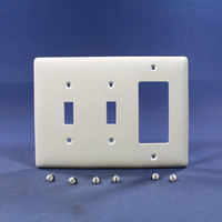 Hubbell White UNBREAKABLE 3-Gang Combination GFCI & Toggle Switch Plate Cover Mid-Size Wallplate NPJ226W