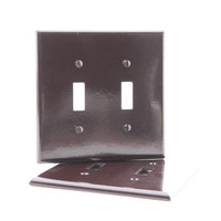 2 Leviton Brown MIDWAY 2-Gang Toggle Switch Cover Wall Plates Switchplate 80509