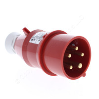 New Hubbell Red Pin & Sleeve Male Plug Splashproof IP44 3-Phase 20A 200-415V 4P5W C520P6S