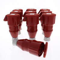 10 New Hubbell Red Pin & Sleeve Female Connectors Splashproof IP44 3-Phase 20A 200-415V 4P5W C520C6S
