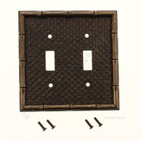 Leviton Antique Brass Tiki Bamboo 2-Gang Switch Cover Wall Plate Switchplate 89609