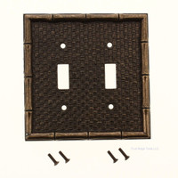 Leviton Antique Brass Tiki Bamboo 2-Gang Switch Cover Wall Plate Switchplate 89609