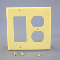 Eagle Ivory 2-Gang Decorator GFCI GFI Duplex Receptacle Outlet Cover Thermoset Wallplate 2157V