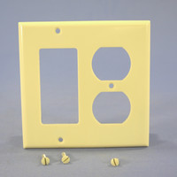 Eagle Ivory 2-Gang Decorator GFCI GFI Duplex Receptacle Outlet Cover Thermoset Wallplate 2157V