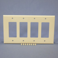 Cooper Lt Almond 4-Gang Decorator UNBREAKABLE Mid-Size Wallplate Rocker Switch Cover PJ264LA