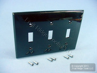 New Leviton Unbreakable Black 3-Gang Switch Cover Wall Plate Switchplate 80711-E
