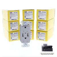 10 Hubbell SNAP15USBGY Gray Decorator SNAPConnect 15A Receptacle Outlets Dual 2.0 USB Ports