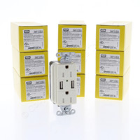 10 Hubbell SNAP15USBLA Light Almond Decorator SNAPConnect Outlets Dual 2.0 USB 5-15R
