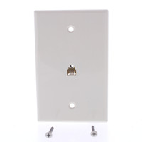 Eaton Light Almond Mid-Size Flush Mount 4-Wire Telephone Jack Wallplate 3533-4LA