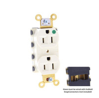 Hubbell Almond SnapConnect Hospital Grade Receptacle Duplex Outlet 15A SNAP8200ALA