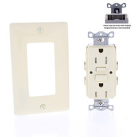 Hubbell 15A SNAP-Connect Self-Testing Tamper Weather Resistant GFCI Outlet Receptacle Almond GFTWRST15SNAPAL