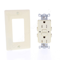 Hubbell 15A SNAP-Connect Self-Testing Tamper Weather Resistant GFCI Outlet Receptacle Almond GFTWRST15SNAPAL