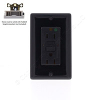 Hubbell 15A SNAP-Connect Black Self-Test Hospital GFCI Outlet Receptacle GFRST82SNAPBK