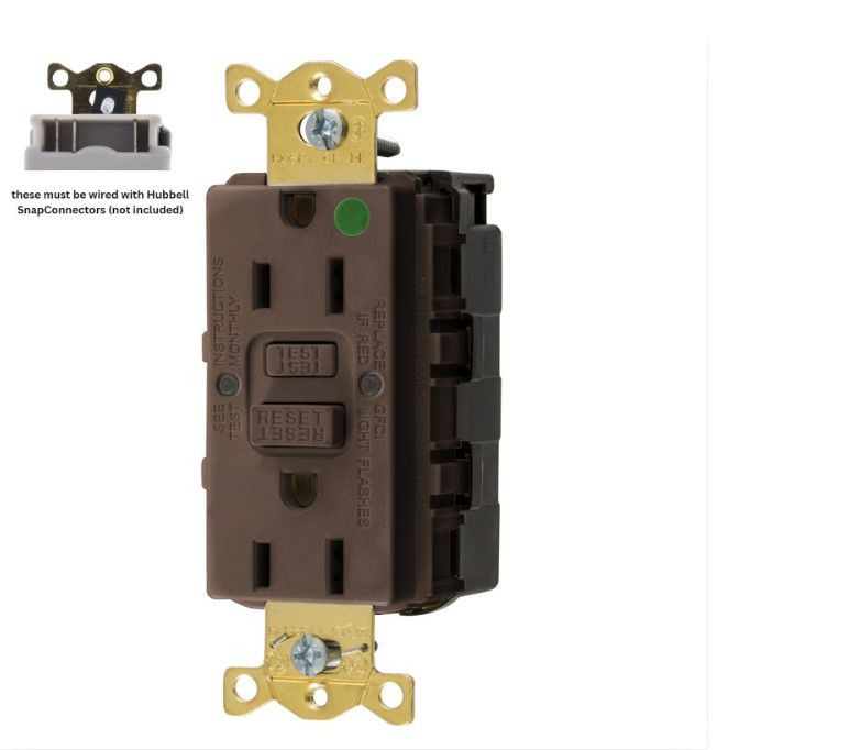🏠 Hubbell 15A SNAPConnect Brown SelfTest Hospital GFCI Receptacle
