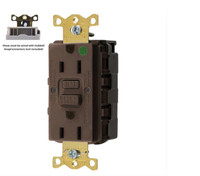 Hubbell 15A SNAP-Connect Brown Self-Test Hospital GFCI Receptacle GFRST82SNAP