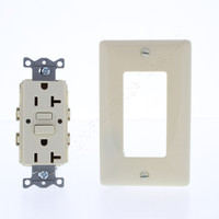 Hubbell Almond 20A SNAP-Connect SelfTesting GFCI Receptacle Outlet GFRST20SNAPAL