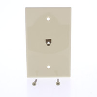 New Eaton Ivory 1G Mid-Size Flush Mount 4-Wire Telephone Jack Wallplate 3533-4V