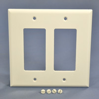 Cooper Mid-Size White 2-Gang Decorator Thermoset Wallplate GFCI GFI Cover 2052W