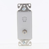 Cooper Aspire White Satin (Pale Gray)  Phone/Coaxial Cable Combo Jack 9549-4WS