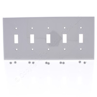 Cooper Gray 5Gang Mid-Size UNBREAKABLE Nylon Toggle Switch Wallplate Cover PJ5GY