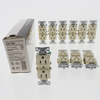 10 Cooper Almond  COMMERCIAL Duplex Outlet Receptacles NEMA 5-15R 15A 125V CR15A