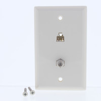 Eaton Lt Almond 4-Wire Telephone Phone Jack Coaxial Cable Standard Wallplate 3535-4LA