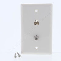 Eaton Lt Almond 4-Wire Telephone Phone Jack Coaxial Cable Standard Wallplate 3535-4LA