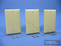 3 Leviton Ivory 1-Gang Blank Unbreakable Wall Plates Box Nylon Covers 80714-I