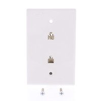 Eaton White Mid-Size 4-Wire Duplex Telephone Phone Jack Wallplate 3547-4W