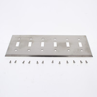 Eaton NON-MAGNETIC Stainless Steel 6-Gang Toggle Switch Cover Wallplate 93076