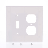 Eaton Mid-Size White 2-Gang Combination Toggle Switch/Receptacle Wallplate Outlet Cover 2038W