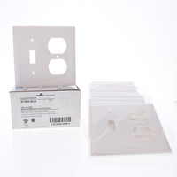 10 Eaton White 2-Gang UNBREAKABLE Standard Size Combination Toggle Switch/Outlet Wallplate Duplex Receptacle Covers 5138W