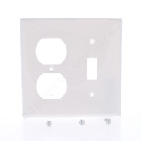 Eaton White 2-Gang UNBREAKABLE Standard Size Combination Toggle Switch/Outlet Wallplate Duplex Receptacle Cover 5138W