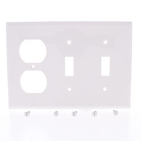 Eaton White UNBREAKABLE Standard 3-Gang Combination Toggle Switch/Duplex Outlet Wallplate Cover 5158W