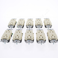 10 Hubbell Almond Decorator Receptacle Outlets 5-15R 15A Straight Commercial DRS15AL
