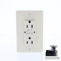 Hubbell 5-15R 15A SNAP-Connect Self-Test GFI Receptacle Outlet Almond GFRST15SNAPAL